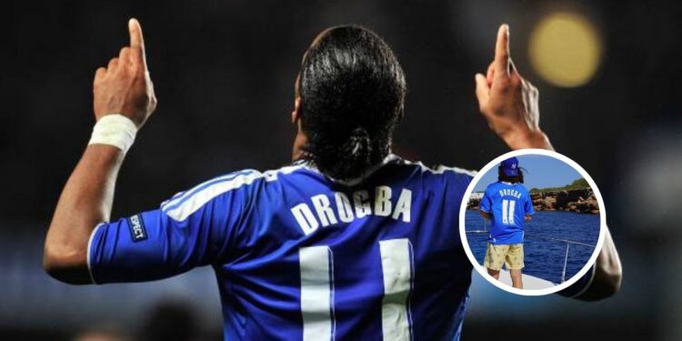 Marc Cucurella has been spotted rocking a classic Didier Drogba No.11 Chelsea shirt while enjoying his summer holiday